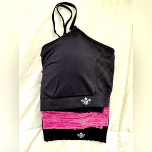 Set of 3 - New without tags - Lily of France Bralettes- Size L/XL - pink/black
